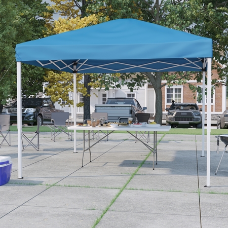 FLASH FURNITURE Blue Pop Up Canopy Tent and Bi-Fold Table Set JJ-GZ10183Z-BL-GG